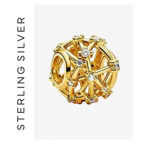 🌟 14K Gold Plated Sparkling Round CZ Spacer Charm